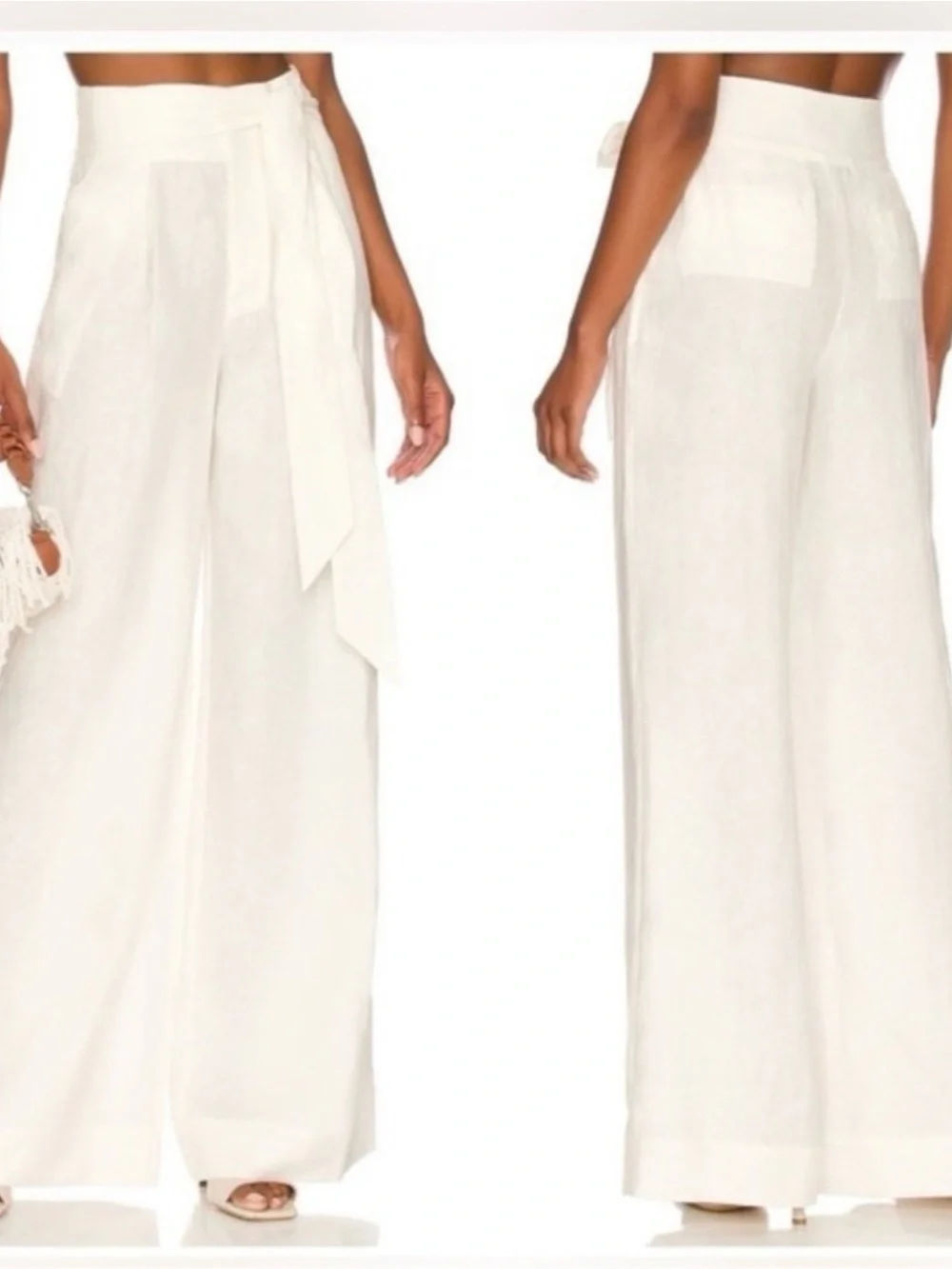 L'Academie Comilly Wide-Leg Pants in Ivory - Picture 2 of 6